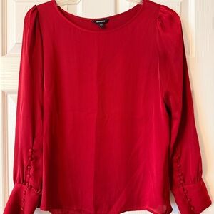 Express Red Blouse with Buttoned Sleeves